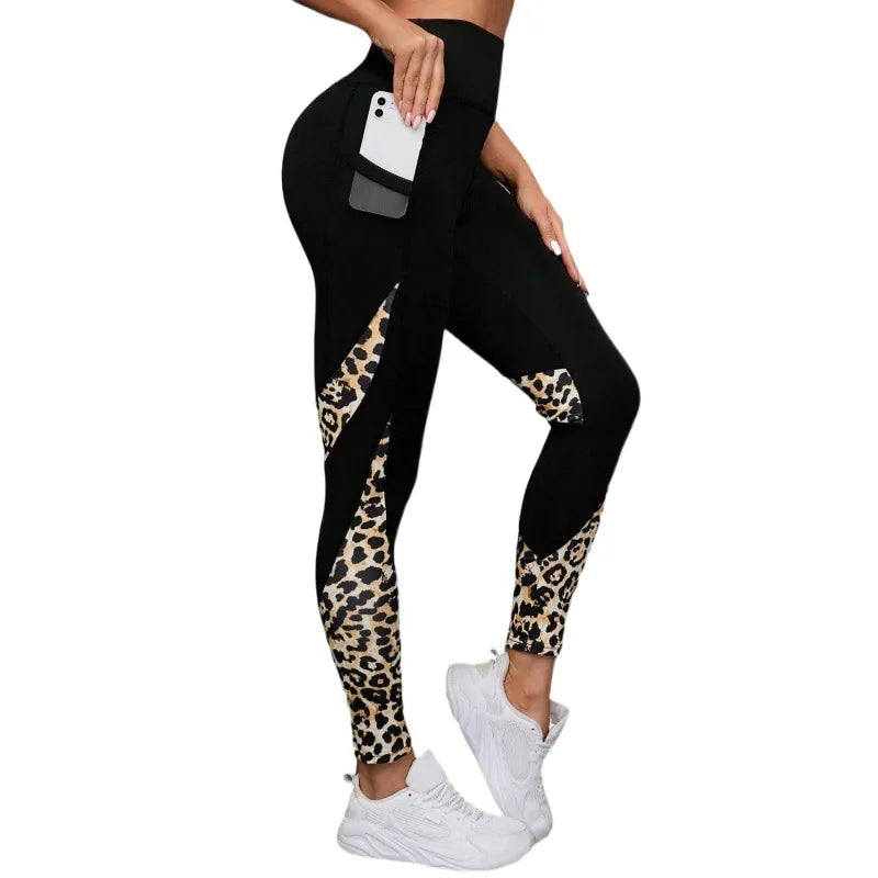 Leopard Splicing High-Waist Yoga Leggings