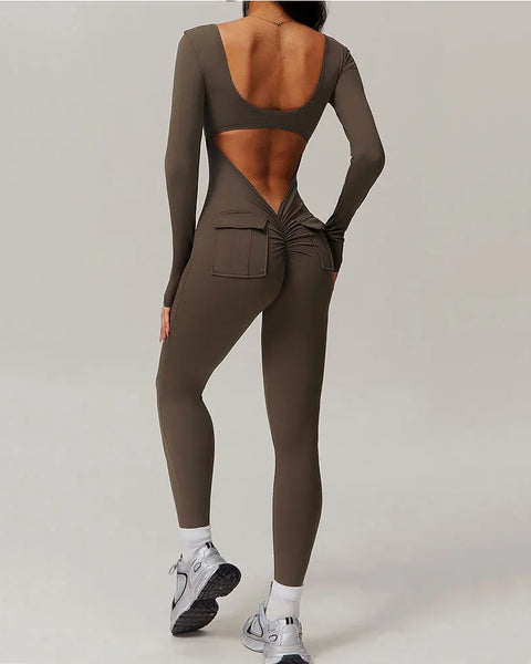 Sexy Back V Jumpsuit Gym Set