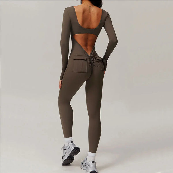 Sexy Back V Jumpsuit Gym Set