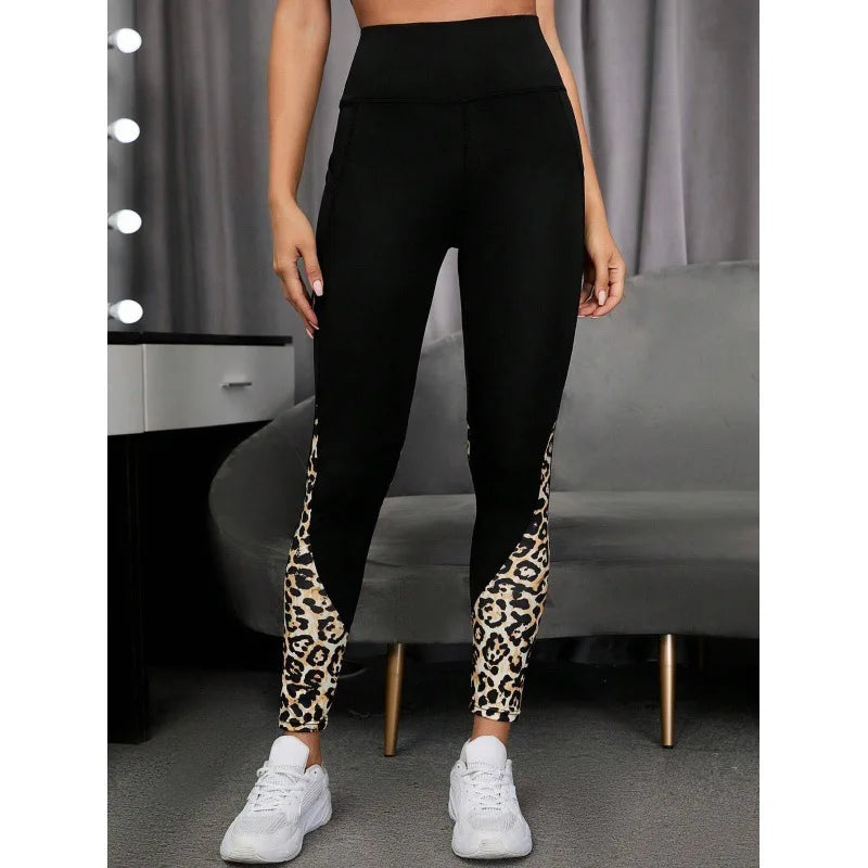 Leopard Splicing High-Waist Yoga Leggings