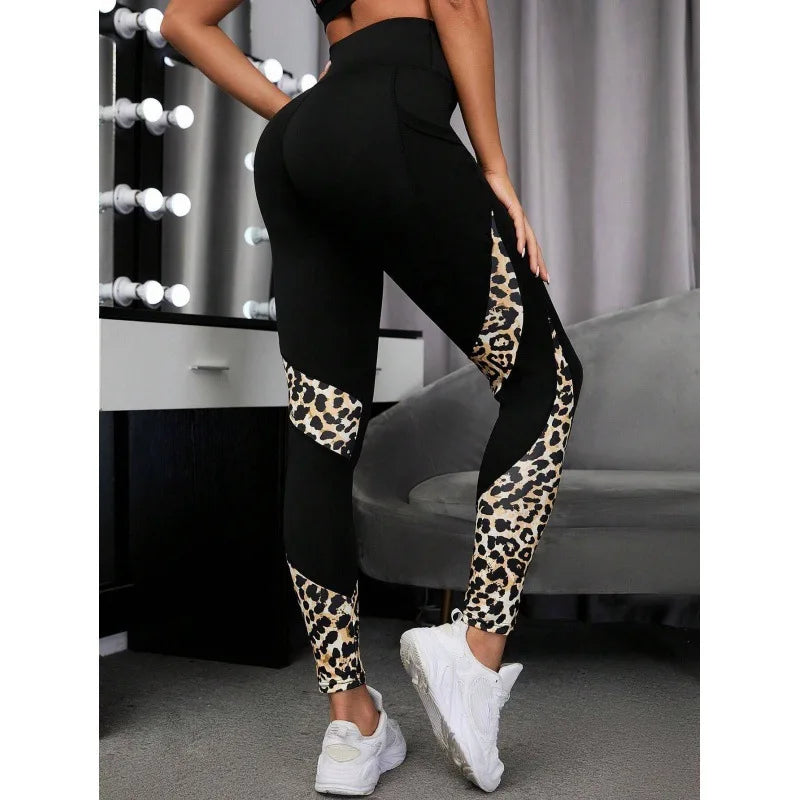 Leopard Splicing High-Waist Yoga Leggings