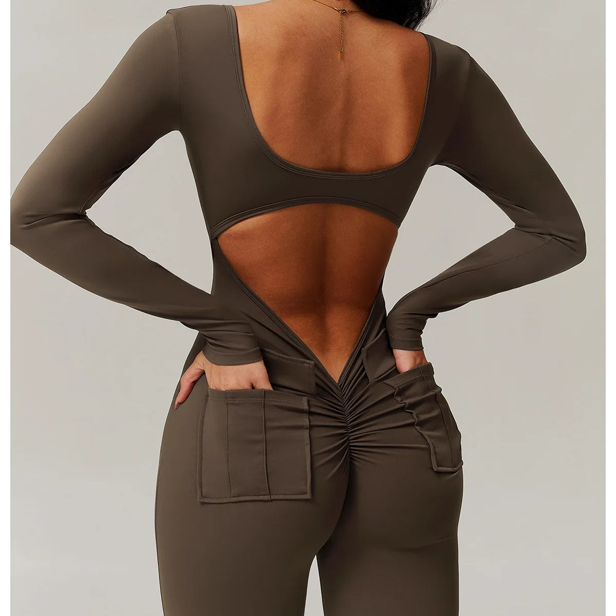 Sexy Back V Jumpsuit Gym Set