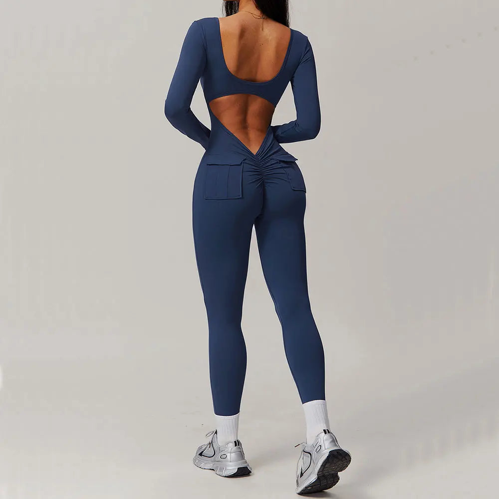 Sexy Back V Jumpsuit Gym Set