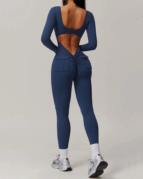 Sexy Back V Jumpsuit Gym Set