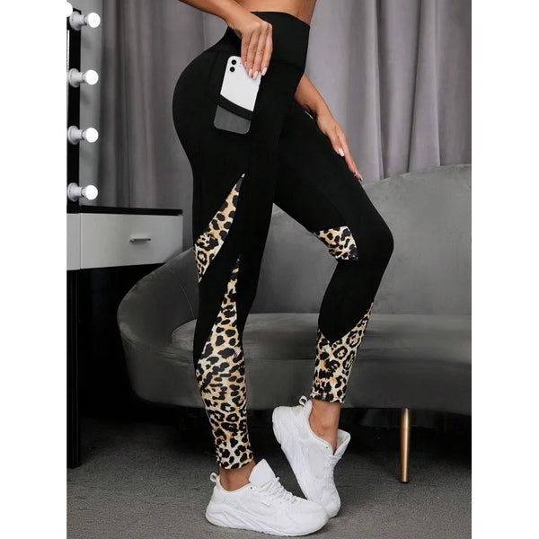 Leopard Splicing High-Waist Yoga Leggings